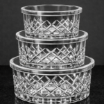 Premium Crystal Cut Glass Storage Bowl Set with Lids – 3 Pieces
