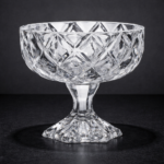 Elegant Cut Crystal Pedestal Bowl | Premium Glass Fruit & Dessert Serving Bowl