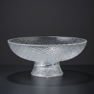 Textured Glass Serving Bowl with Pedestal Base